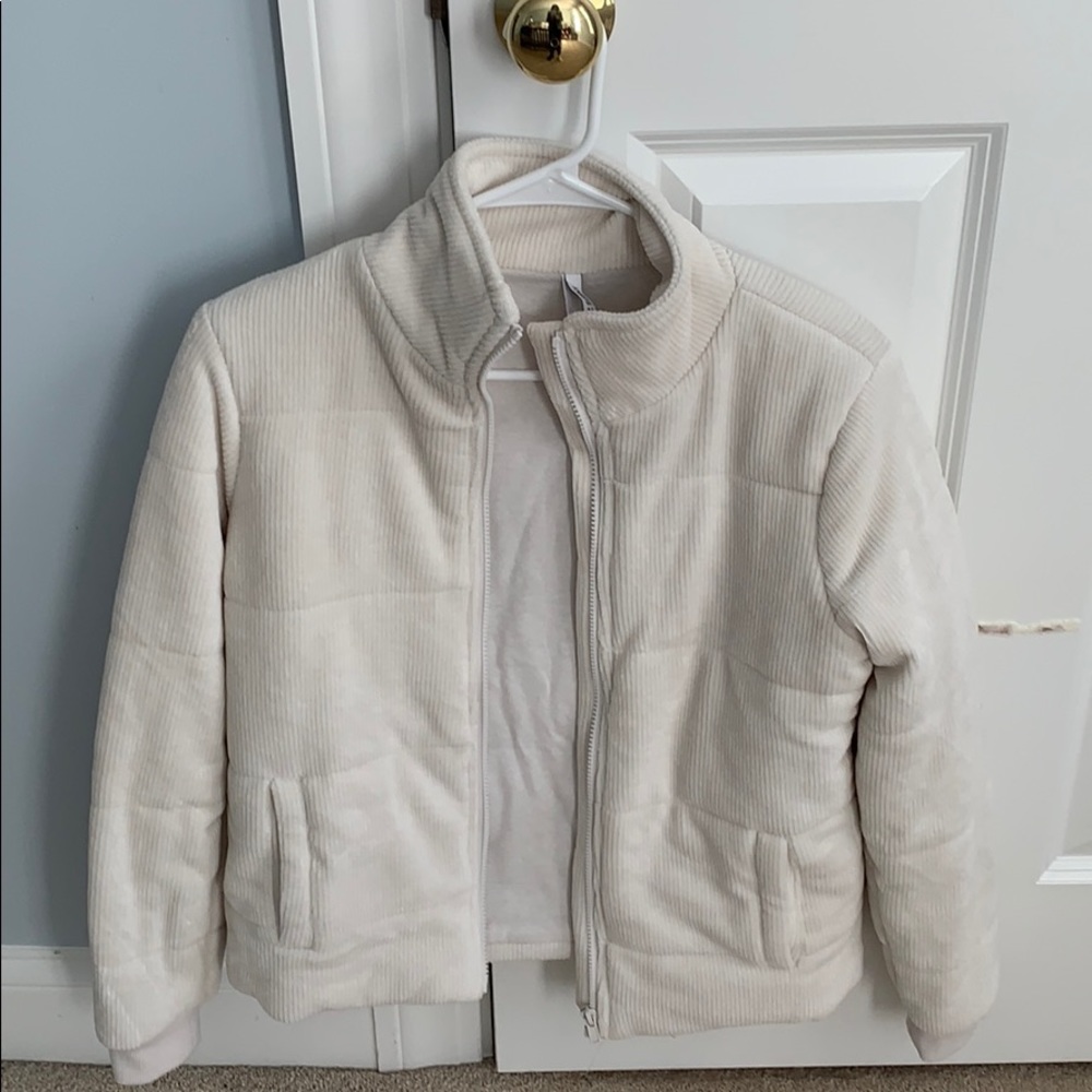 Cream Corduroy puff jacket